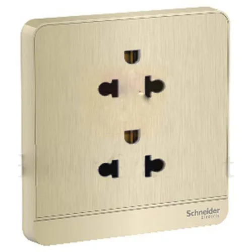 Bộ ổ cắm đôi 3 chấu 10A màu vàng ánh kim Schneider AvatarOn E83426UES2_WG