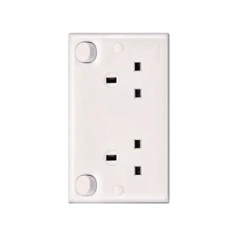 Bộ ổ cắm đôi 3 chấu 13A có công tắc  kiểu Anh Schneider E30 & EMS E25R_WE