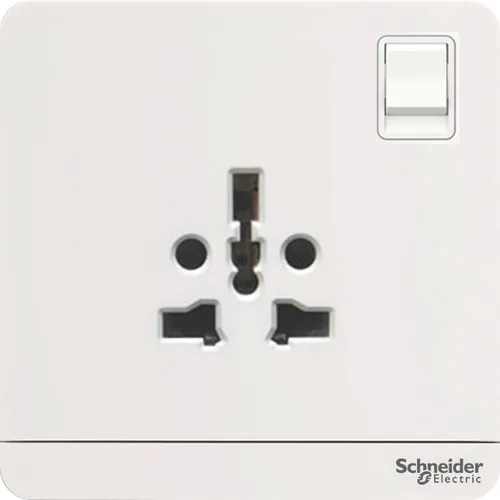 Bộ ổ cắm đơn đa năng 16A có công tắc màu trắng Schneider AvatarOn E8315TS_WE