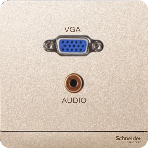 Bộ ổ cắm VGA & mini audio màu vàng ánh kim Schneider AvatarOn E8332HD15PH_WG