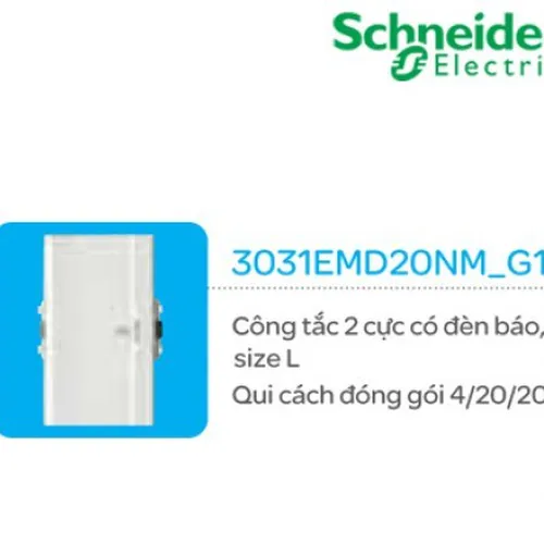 Công tắc 2 cực có đèn báo size L Schneider Concept 3031EMD20NM_G19