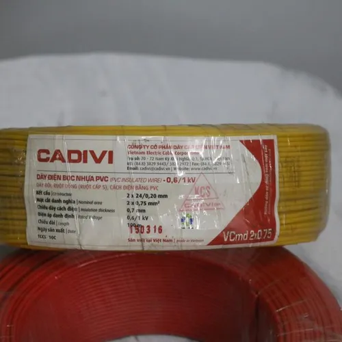 Dây cáp điện lực hạ thế Cadivi Cadivi đôi vỏ nhựa ruột đồng mềm VCmd 2x0.75 (2x24/0.2)