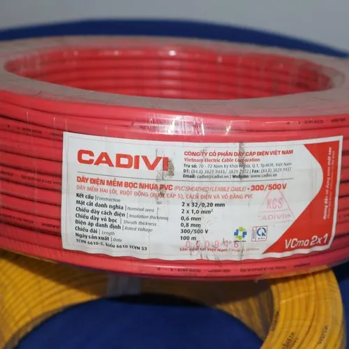 Dây cáp điện lực hạ thế Cadivi Cadivi đôi vỏ nhựa ruột đồng mềm VCmd 2x1.0 (2x32/0.2)