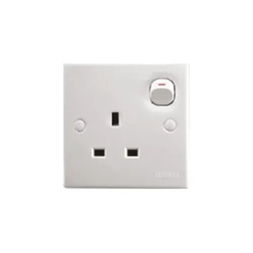 Bộ ổ cắm đơn 3 chấu 13A có công tắc  kiểu Anh Schneider E30 & EMS E15R_WE
