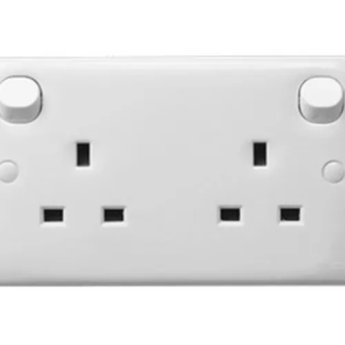Bộ ổ cắm đôi 3 chấu 13A có công tắc  kiểu Anh Schneider E30 & EMS E25R_WE
