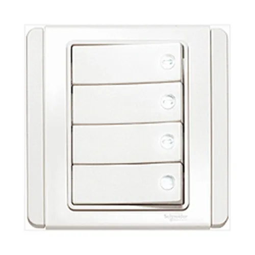 Mặt 4 Công Tắc 10A -1W Schneider Neo Series White color E3034H1_EWWW_G19