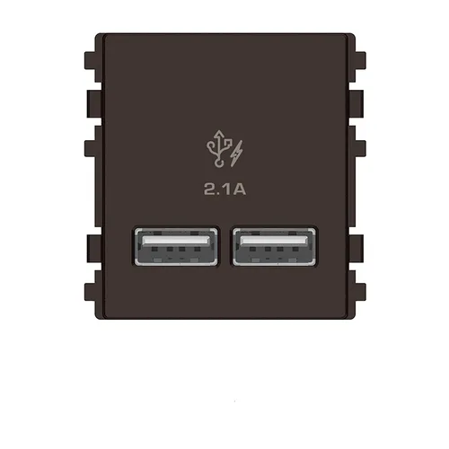 Ổ sạc USB 2.1A đôi  size S Schneider Zencelo- A Đồng 8432USB_BZ
