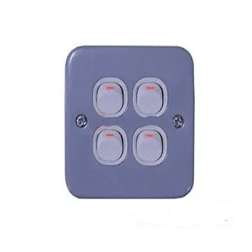 Bộ công tắc bốn 1 chiều 10A  mặt kim loại Schneider E30 & EMS ESM34_1_2AR