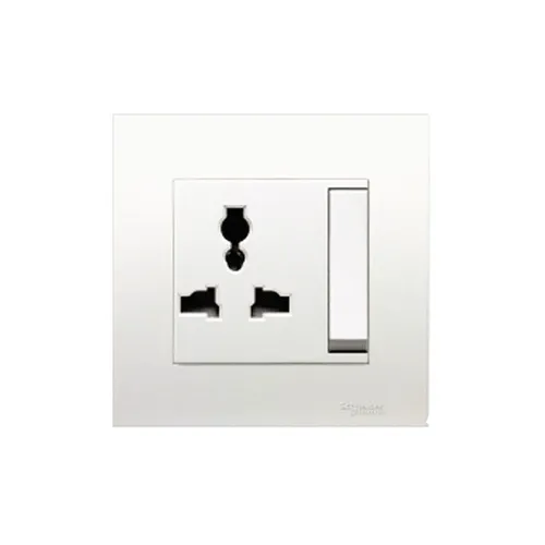Bộ ổ cắm đơn đa năng 13 A có công tắc Schneider Vivace series aluminum silver KB113LS_AS