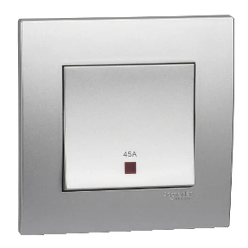 Bộ công tắc đơn 2 cực 45A Schneider Vivace series aluminum silver KB31DR45N_AS