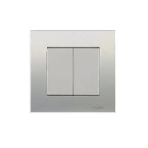 Bộ công tắc đôi 1 chiều 16AX Schneider Vivace series aluminum silver KB32_1_AS