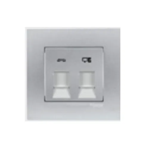 Bộ ổ cắm điện thoại và mạng cat5e Schneider Vivace series aluminum silver KB32TS_RJ5E_AS