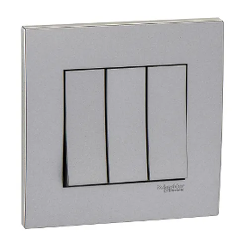 16A 3 Gang 2 Way Switch Schneider Vivace series aluminum silver KB33_AS
