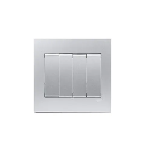 Bộ công tắc bốn 1 chiều 16AX Schneider Vivace series aluminum silver KB34S_1_AS