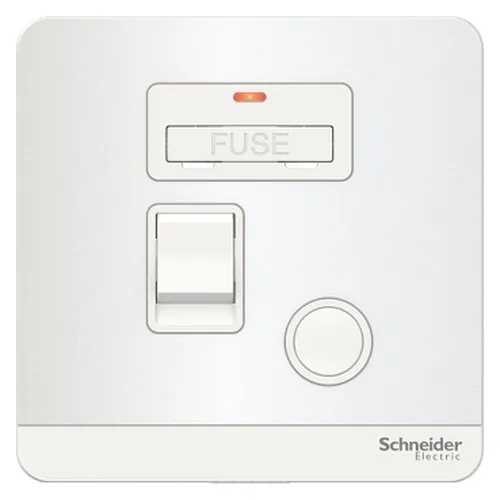 Mặt đấu dây cầu chì 13A  có công tắc và đèn led màu trắng Schneider AvatarOn E8331DFSGN_WE