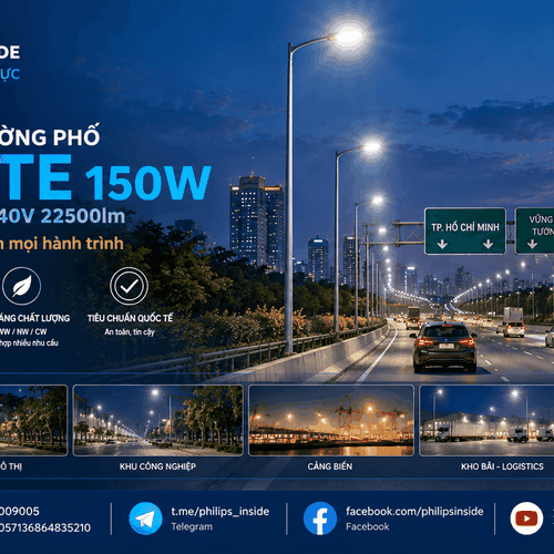 [Philips Inside] Đèn LED Chiếu Sáng Đường Phố Citilight CTL454STE 150W LED225 WW/NW/CW 220-240V 22500LM