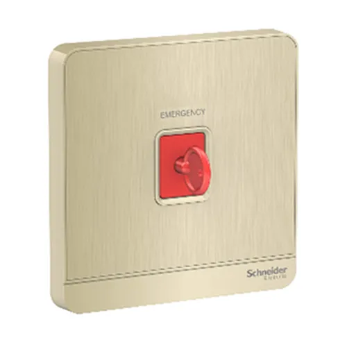 Nút nhấn khẩn cấp có khóa reset màu vàng ánh kim Schneider AvatarOn E8331KPB_WG