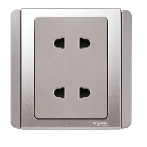 Ổ cắm đôi 2 chấu 10A Schneider Neo Series Grey Silver Color E3426US2_GS_G19