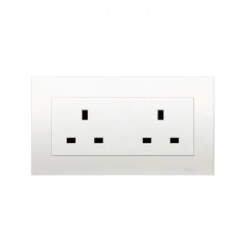 Ổ cắm đôi 3 chấu chuẩn Anh 13A Schneider Vivace series white KBT426_WE
