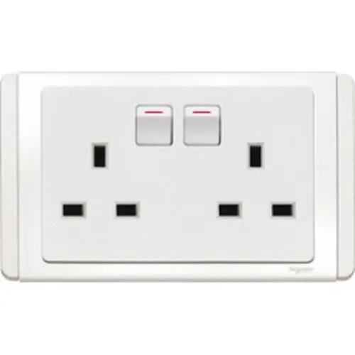 Ổ cắm đôi 3 chấu dẹp + 2 công tắc Schneider Neo Series White color ET3025_WW