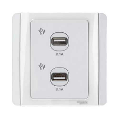 Ổ cắm đôi sạc USB 21A Schneider Neo Series White color E3032USB_WW_G19