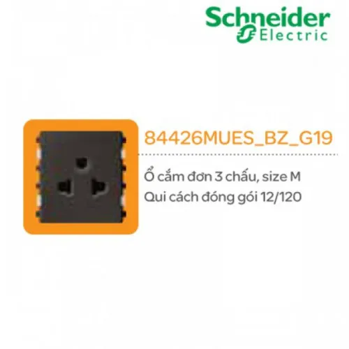 Ổ cắm đơn 3 chấu  size M Schneider Zencelo- A Đồng 84426MUES_BZ_G19