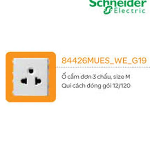 Ố cắm đơn 3 chấu  size M Schneider Zencelo- A Trắng 84426MUES_WE_G19