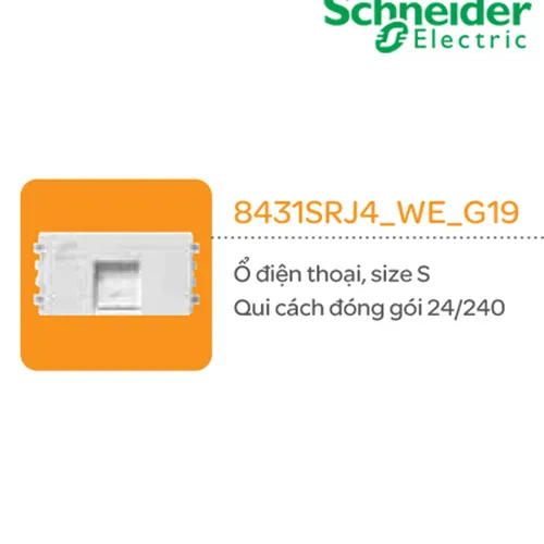 Ổ điện thoại  size S Schneider Zencelo- A Trắng 8431SRJ4_WE_G19