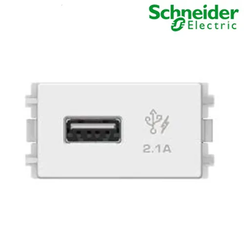 Ổ sạc USB 2.1A đơn  size S Schneider Zencelo- A Trắng 8431USB_WE