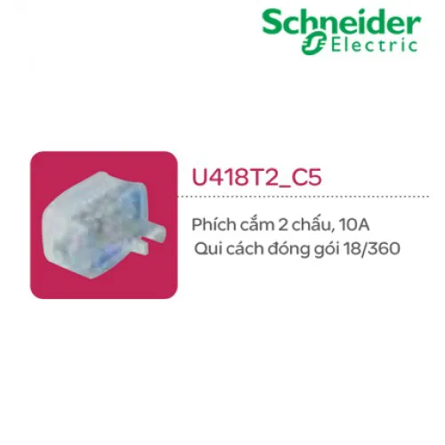 Phích cắm 2 chấu  10A Schneider S - Flexi U418T2_C5