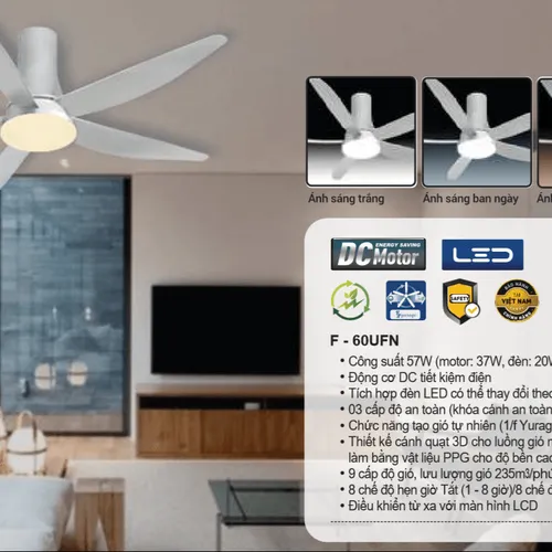 Quạt trần Panasonic 5 cánh F-60UFN