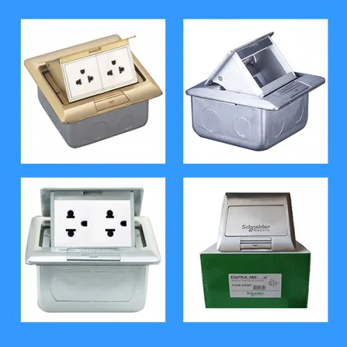 Ổ cắm âm sàn cho S-Flexi có đế âm  màu nhũ bạc Schneider E242F_ABE