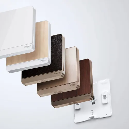 Mặt cho 1 công tắc có móc treo chìa khóa màu vàng ánh kim Schneider AvatarOn E8331KH_WG
