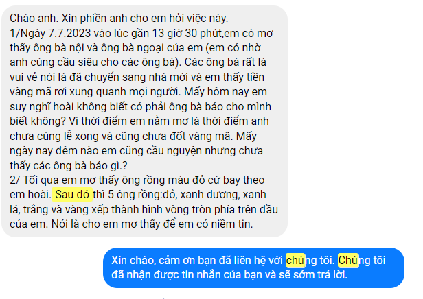 Phản hồi của khách về ứng nghiệm cúng siêu độ 7.7.2023 Phản hồi của khách về ứng nghiệm cúng siêu độ 7.7.2023