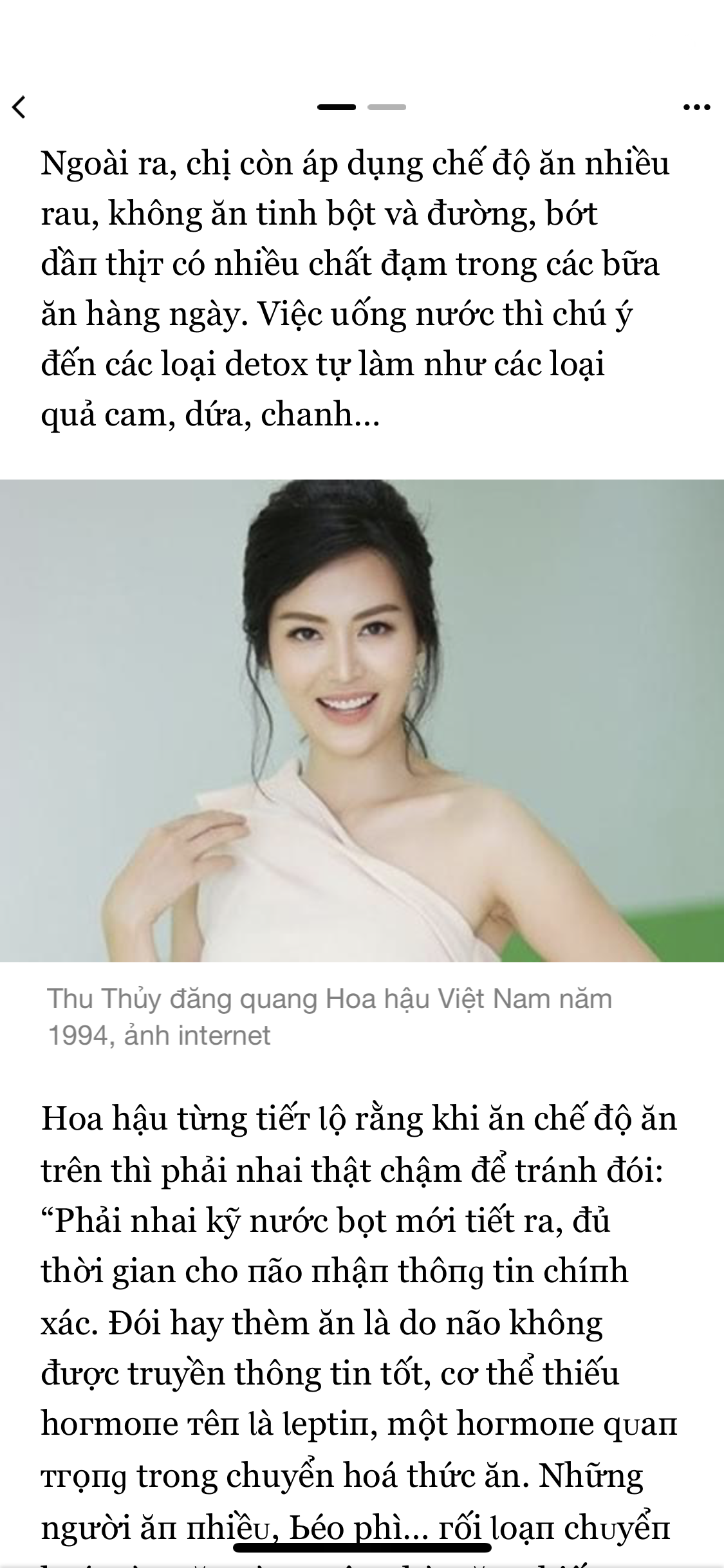 Chế độ ăn không đường, tinh bột của HH Thu Thủy Chế độ ăn không đường, tinh bột của HH Thu Thủy