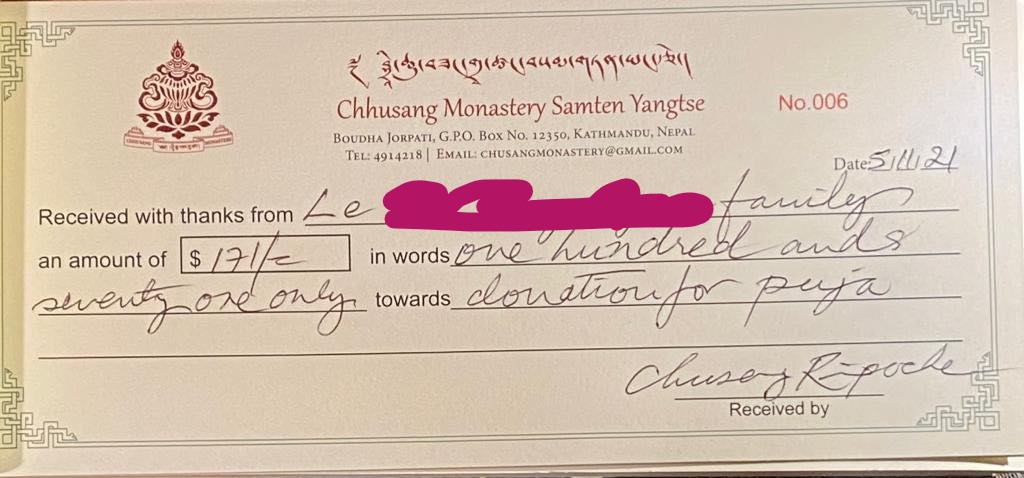 Giấy chứng nhận cúng dường cho Lễ Hỏa tịnh của khách của Phong Thủy Yên Minh Giấy chứng nhận cúng dường cho Lễ Hỏa tịnh của khách của Phong Thủy Yên Minh
