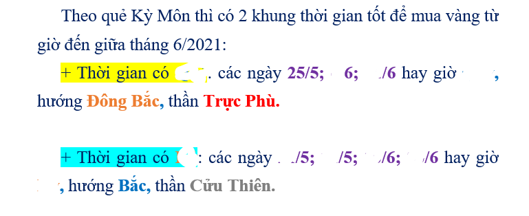 Quẻ Kỳ Môn đầu tư vàng 2021 Quẻ Kỳ Môn đầu tư vàng 2021