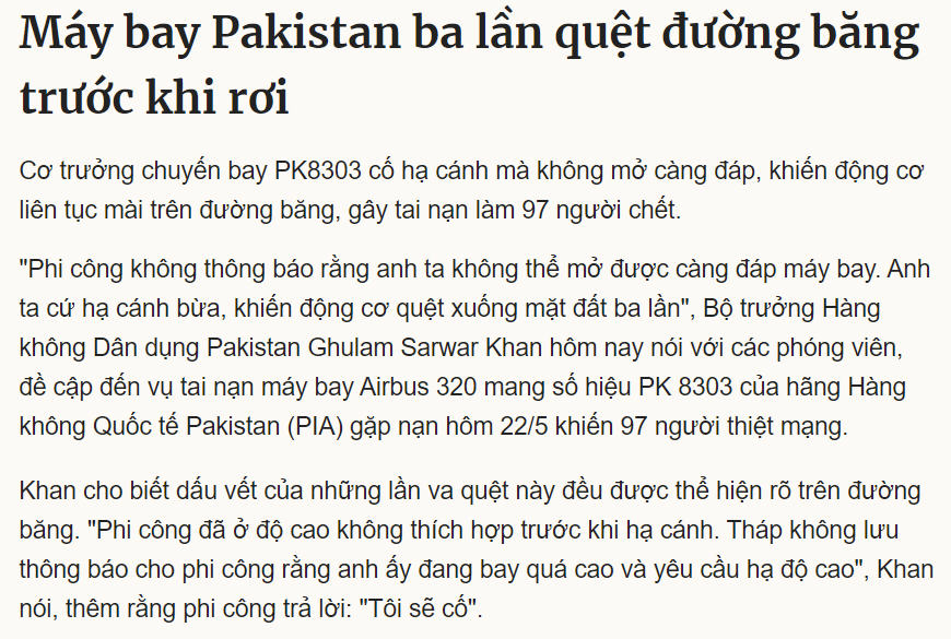 Máy bay rơi do phi công mắc sai lầm Máy bay rơi do phi công mắc sai lầm