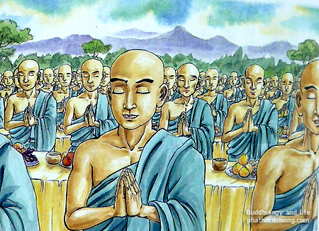 Mục Kiền Liên nương nhờ thập phương tăng cầu siêu cho mẹ Mục Kiền Liên nương nhờ thập phương tăng cầu siêu cho mẹ