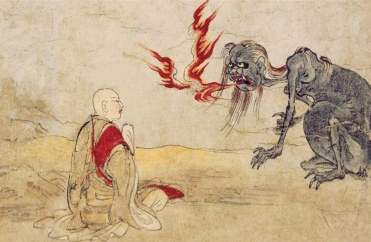 Hình thù Ngạ Quỷ với cổ họng bị lửa cháy do nghiệp báo keo kiệt Hình thù Ngạ Quỷ với cổ họng bị lửa cháy do nghiệp báo keo kiệt