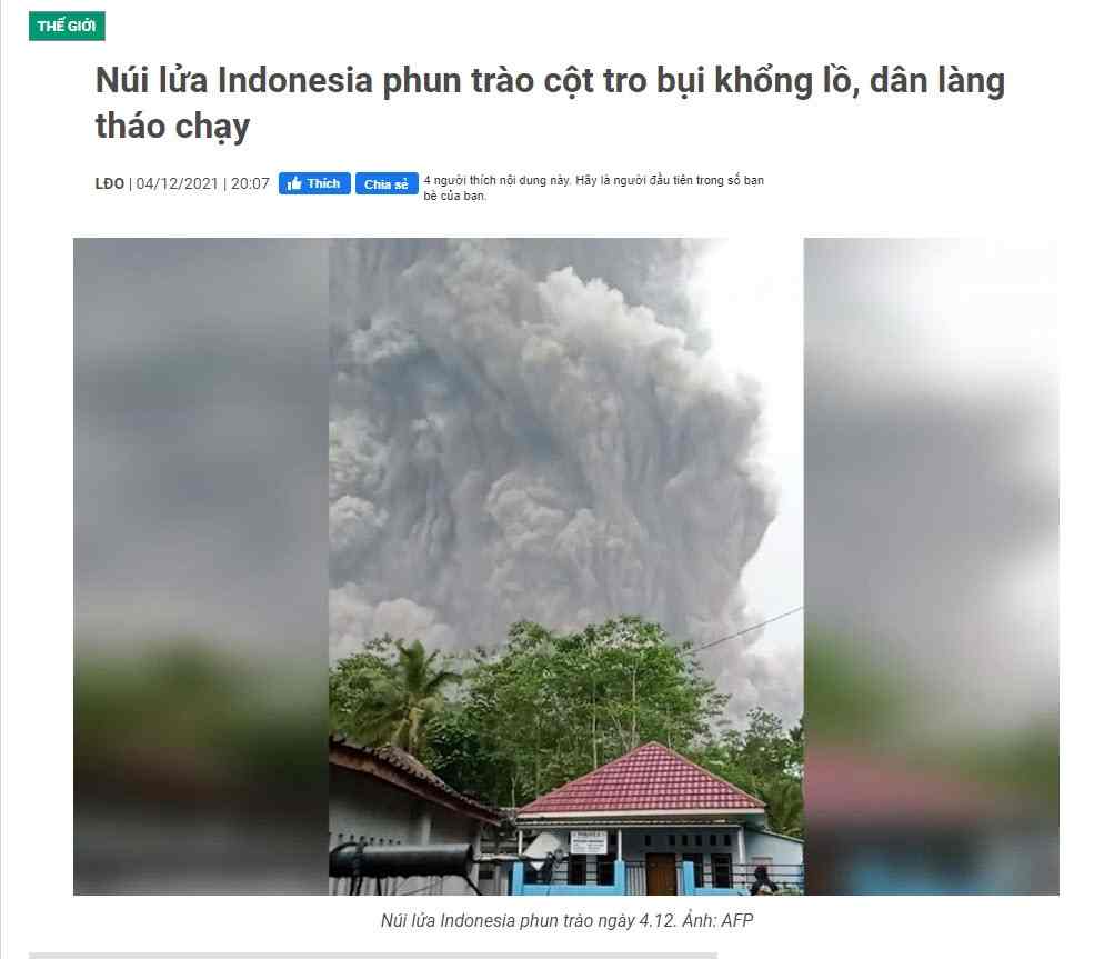 Núi lửa phùn trào ở Indonesia vào Nhật thực ngày 4.12.2021 Núi lửa phùn trào ở Indonesia vào Nhật thực ngày 4.12.2021