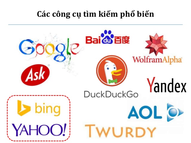 các công cụ tìm kiếm phổ biến các công cụ tìm kiếm phổ biến