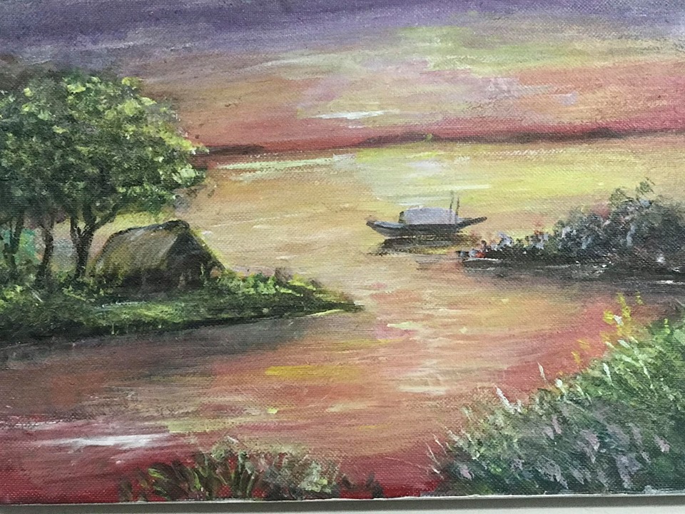 Tranh sơn dầu bến nước Tranh sơn dầu bến nước