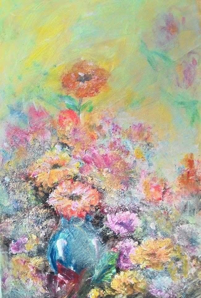 Tranh sơn dầu hoa đồng tiền Tranh sơn dầu hoa đồng tiền