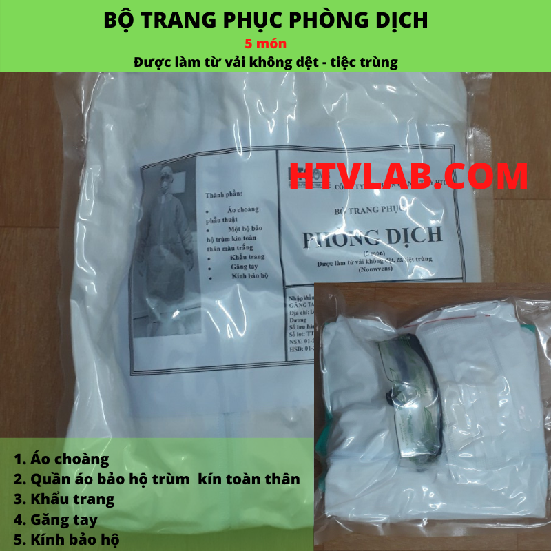 Bộ trang phục phòng dịch bệnh 5 món HTC chống corona covid-19 EBOLA