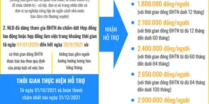 Chính sách hỗ trợ người lao động, doanh nghiệp khó khăn do Covid-19 từ kết dư quỹ Bảo hiểm thất nghiệp