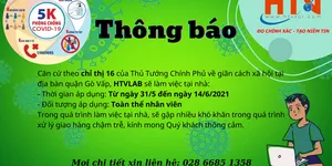 HTVLAB THÔNG BÁO LÀM VIỆC TẠI NHÀ THEO CHỈ THỊ 16 CỦA TTCP