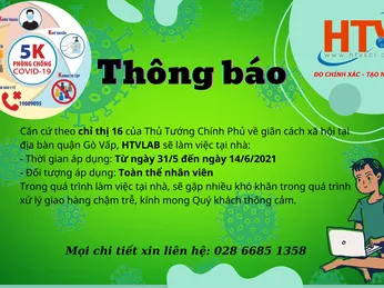 HTVLAB THÔNG BÁO LÀM VIỆC TẠI NHÀ THEO CHỈ THỊ 16 CỦA TTCP