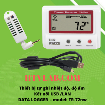 Nhiệt ẩm kế tự ghi nhiệt độ, độ ẩm TR-72nw kết nối với máy tính thông qua cổng USB hoặc qua mạng LAN