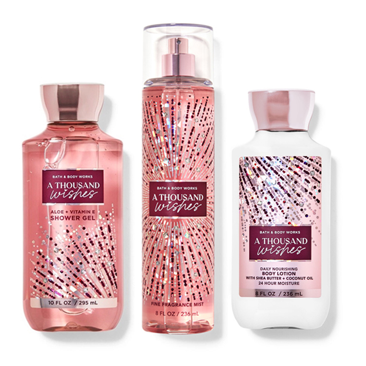 (Hàng Mỹ) Sữa tắm vitamin E hương ngọt ngào, nồng nàn, duyên dáng A Thousand Wishes - Bath & Body Works 295ml